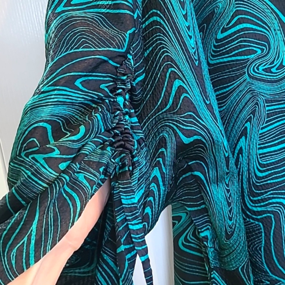 Abstract Mod 60s swirl sleeves cocktail clubbing minidress Sz 26/28 Lane Bryant - Picture 3 of 11